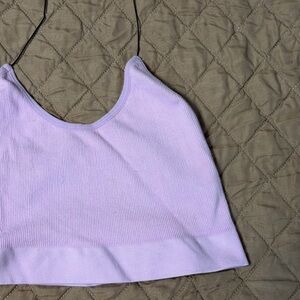 Source Unknown Lavender Ribbed Crop Tank Top